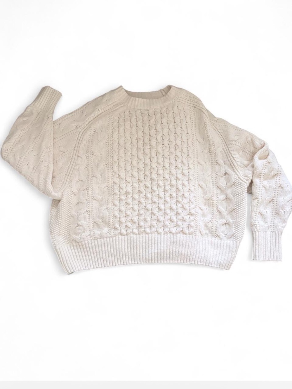 Universal Thread Cable Knit Crewneck Sweater - Cream